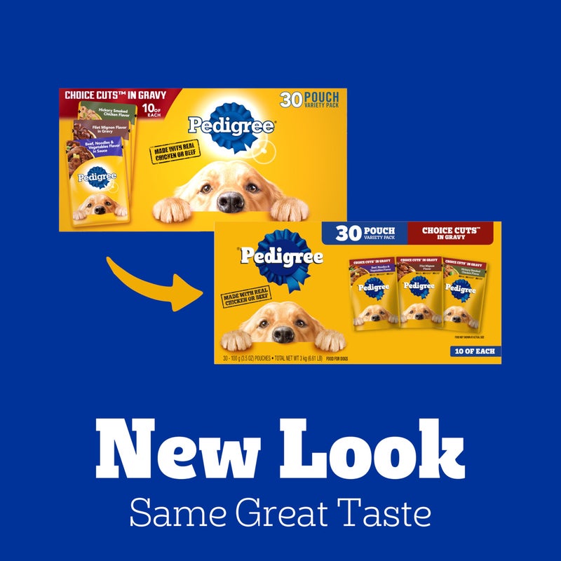 Pedigree Choice Cuts in Gravy Adult Soft Wet Dog Food Variety Pack, 3.5 oz. Pouches, 30-Count - Image 2