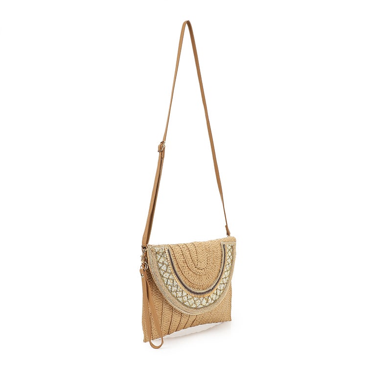 Mr.joe Mr Joe Bohemian Straw and Beaded Clutch Bag with Wristlet Strap Brown -4156 - Image 3
