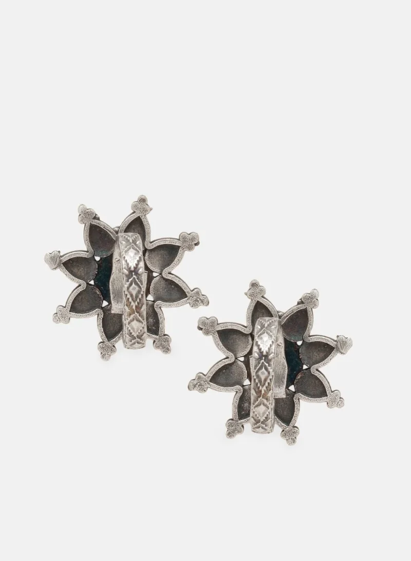 Priyaasi Stone Studded Oxidized Meenakari Finger Ring