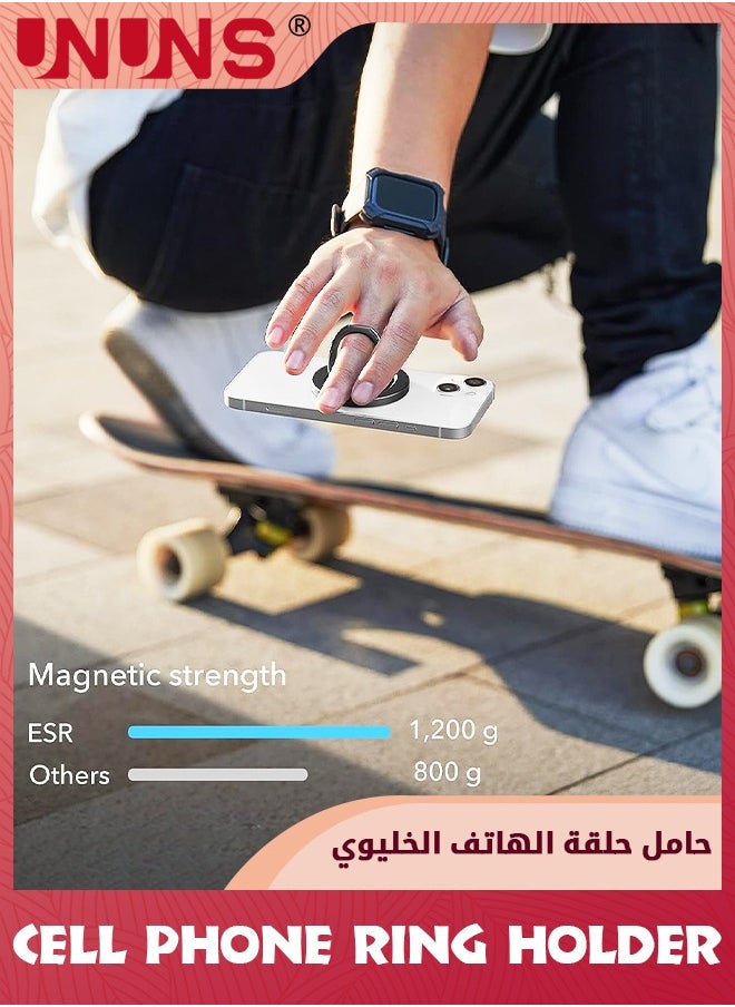 UNUNS Magnetic Phone Ring Holder,Strong Magnetic Lock,Compatible With MagSafe Phone Grip, Multifunction For Adjustable Phone Stand And Bottle Opener,For iPhone 15/14/13/12 Series,Black  - Image 2