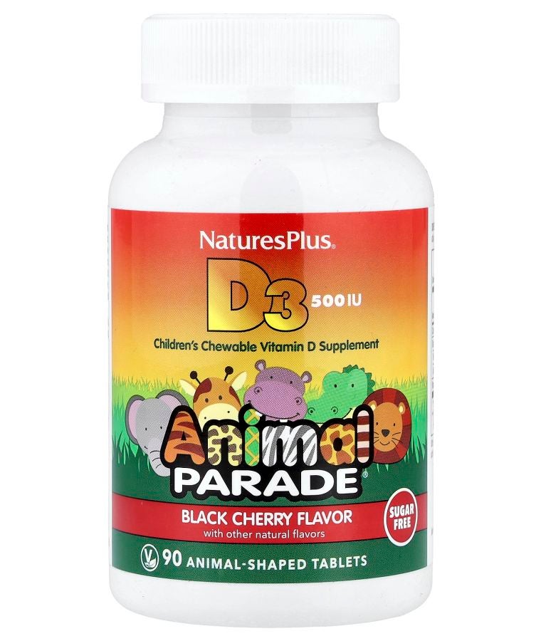 Animal Parade® Vitamin D3 Sugar Free Black Cherry 12.5 mcg (500 IU) 90 Animal-Shaped Tablets
