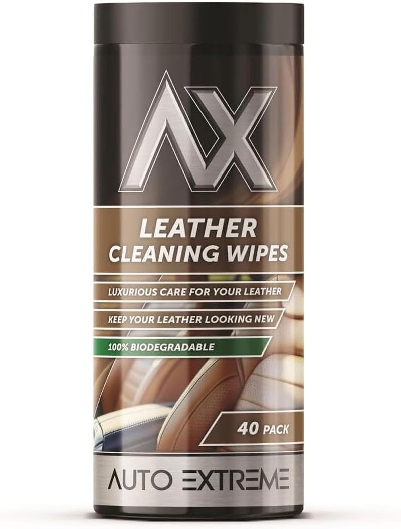 eliz Auto Extreme Leather Cleaning Wipes 40 Count - Luxurious Care For Your Leather - 100% Biodegradable - Image 1