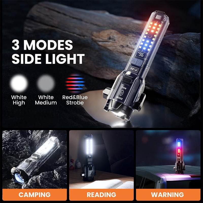 Yemao Car Safety Hammer Flashlight,Tactical Emergency Rescue Tool,Rechargeable LED High Lumens Flashlight,Car Window Glass Breaker and Seatbelt Cutter,Self Defense Multi-Function Torch - Image 2