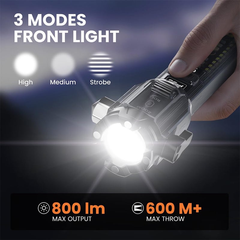 Yemao Car Safety Hammer Flashlight,Tactical Emergency Rescue Tool,Rechargeable LED High Lumens Flashlight,Car Window Glass Breaker and Seatbelt Cutter,Self Defense Multi-Function Torch - Image 3