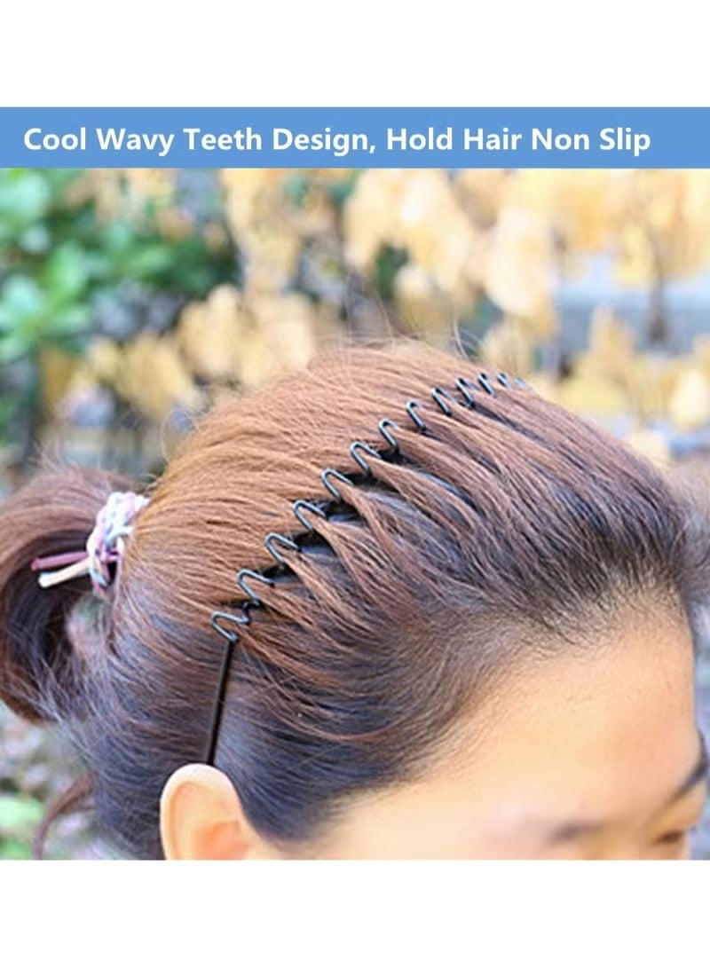 ROSE CARESS Hair Band Men Headband Metal Hair Bands Women Fashion for Men Sports Hairband Hair Elastic Non Slip Teeth 2 PCS Black - Image 3