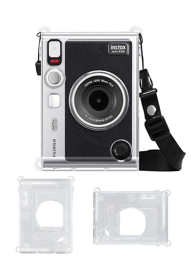 Realfrog Protective Case with Crystal Hard PVC Cover and Removable Shoulder Strap for Fujifilm Instax Mini EVO Camera, Clear  - Image 1
