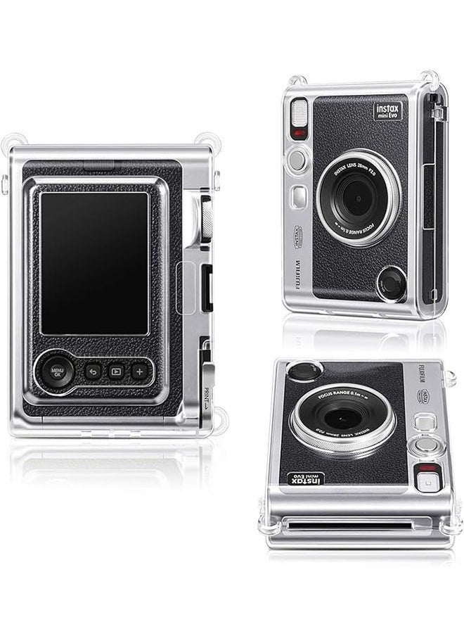 Realfrog Protective Case with Crystal Hard PVC Cover and Removable Shoulder Strap for Fujifilm Instax Mini EVO Camera, Clear  - Image 2