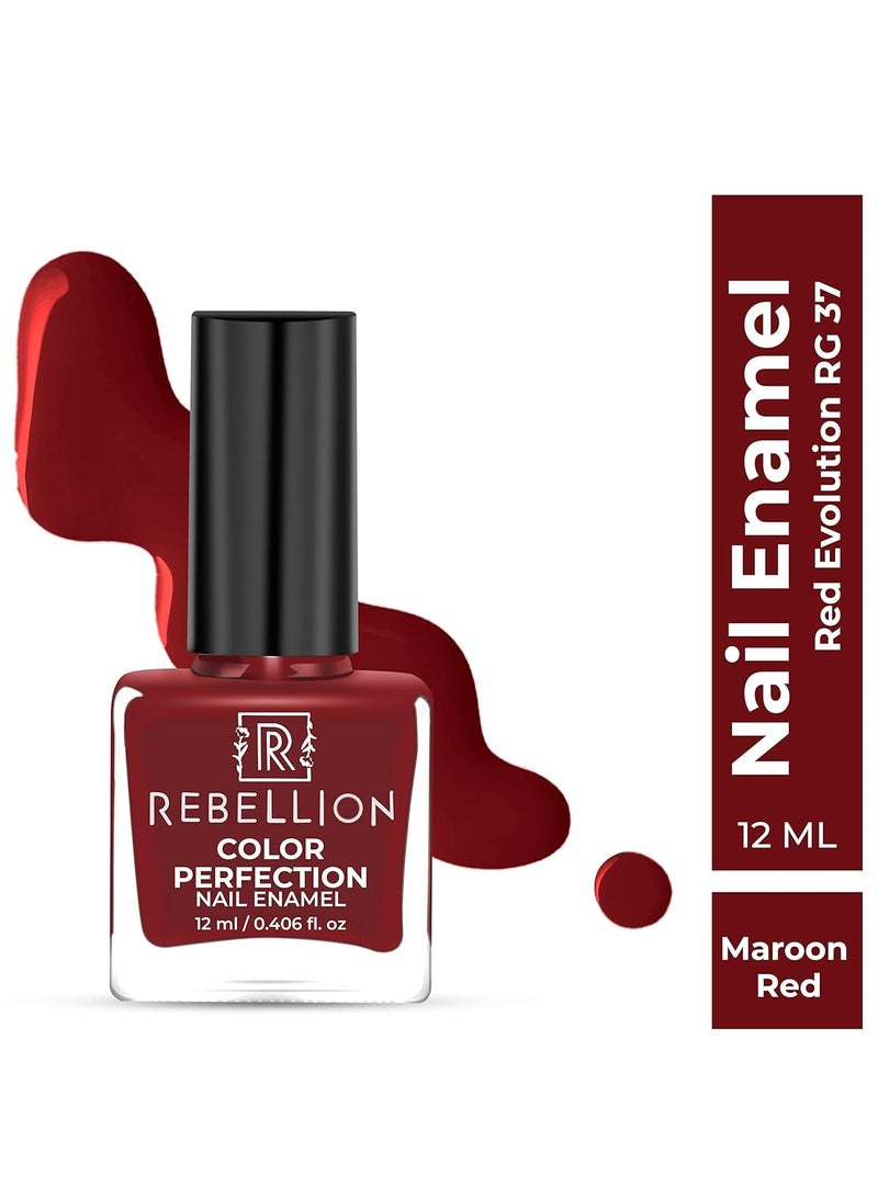 Rebellion Color Perfection Nail Enamel 12ml Maroon Red Evolution RG37 - Image 2