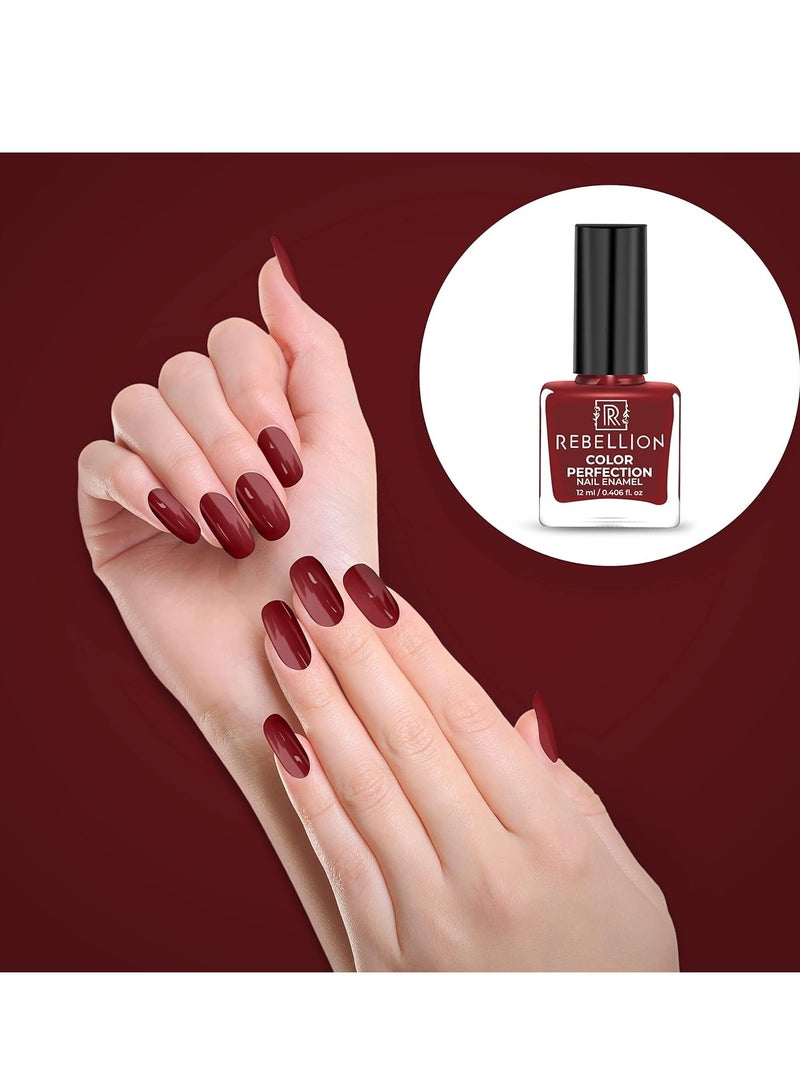 Rebellion Color Perfection Nail Enamel 12ml Maroon Red Evolution RG37 - Image 3