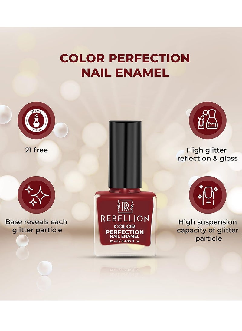 Rebellion Color Perfection Nail Enamel 12ml Maroon Red Evolution RG37 - Image 4