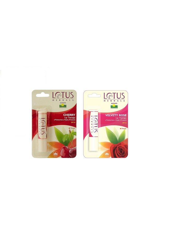LOTUS HERBALS Lip Therapy Cherry And Velvety Rose 4G (Pack Of 2)  - Image 1