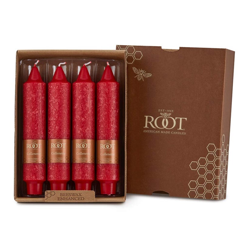 Root Candles Unscented Dinner Candles Premium Beeswax Blend Boxed Candle Set 7Inch Red 4Count