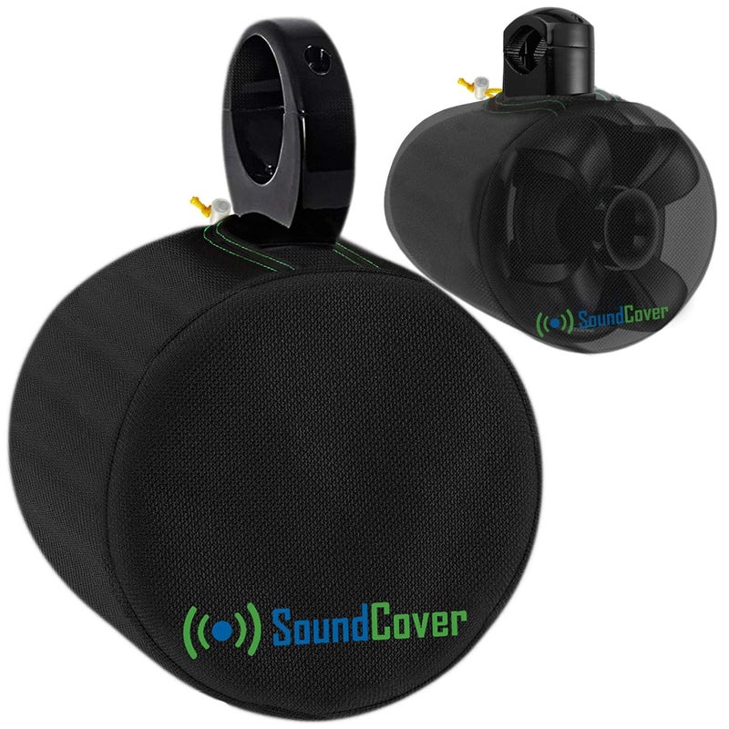 SoundCover Black 600D Marine Wake Tower Speaker Covers  Large H 14  W 14  D 128  WeatherResistant Covers for Marine  ATV Speakers - Image 3