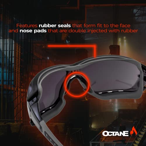 Global Vision Octane Padded Motorcycle Safety Sunglasses 2 Pair Clear and Smoke Lens ANSI Z87.1 - Image 3