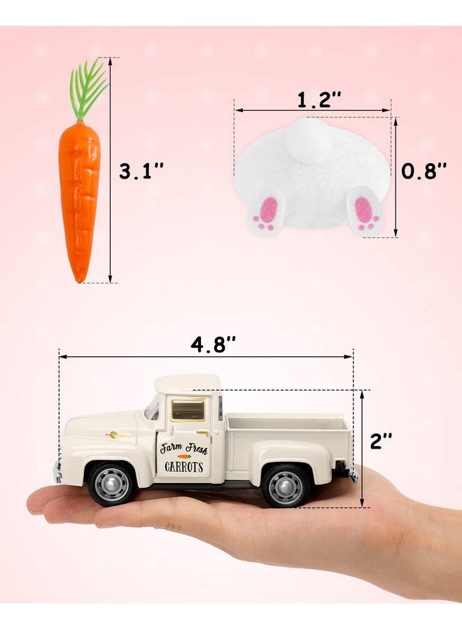 Huray Rayho Easter Farmhouse Metal Truck with Bunny Butt Carrots Vintage Pickup Truck for Easter Spring Holiday Home Kitchen Tiered Tray Tabletop Bookshelf Decor - Image 3