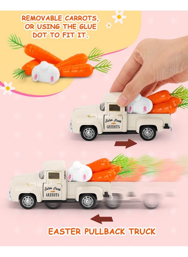 Huray Rayho Easter Farmhouse Metal Truck with Bunny Butt Carrots Vintage Pickup Truck for Easter Spring Holiday Home Kitchen Tiered Tray Tabletop Bookshelf Decor - Image 4