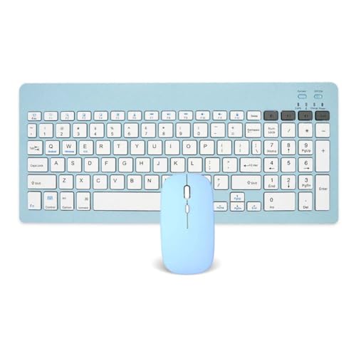 Concept Kart TECPHILE Wireless Keyboard and Mouse Combo, Multi Device Keyboard (3 BT5.0 + 2.4Ghz USB) and Mouse (BT5.0 + USB) Connectivity, Silent Easy Switch, Rechargeable, for Laptop, Mac, Computer Tablet (Blue) - Image 1