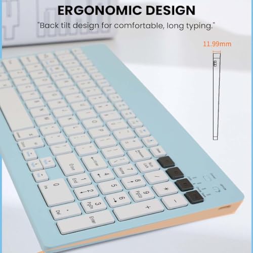 Concept Kart TECPHILE Wireless Keyboard and Mouse Combo, Multi Device Keyboard (3 BT5.0 + 2.4Ghz USB) and Mouse (BT5.0 + USB) Connectivity, Silent Easy Switch, Rechargeable, for Laptop, Mac, Computer Tablet (Blue) - Image 5