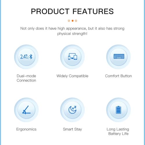 Concept Kart TECPHILE Wireless Keyboard and Mouse Combo, Multi Device Keyboard (3 BT5.0 + 2.4Ghz USB) and Mouse (BT5.0 + USB) Connectivity, Silent Easy Switch, Rechargeable, for Laptop, Mac, Computer Tablet (Blue) - Image 3
