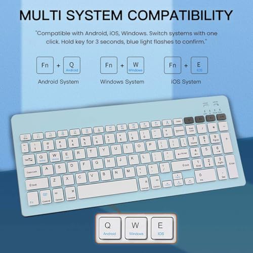 Concept Kart TECPHILE Wireless Keyboard and Mouse Combo, Multi Device Keyboard (3 BT5.0 + 2.4Ghz USB) and Mouse (BT5.0 + USB) Connectivity, Silent Easy Switch, Rechargeable, for Laptop, Mac, Computer Tablet (Blue) - Image 2