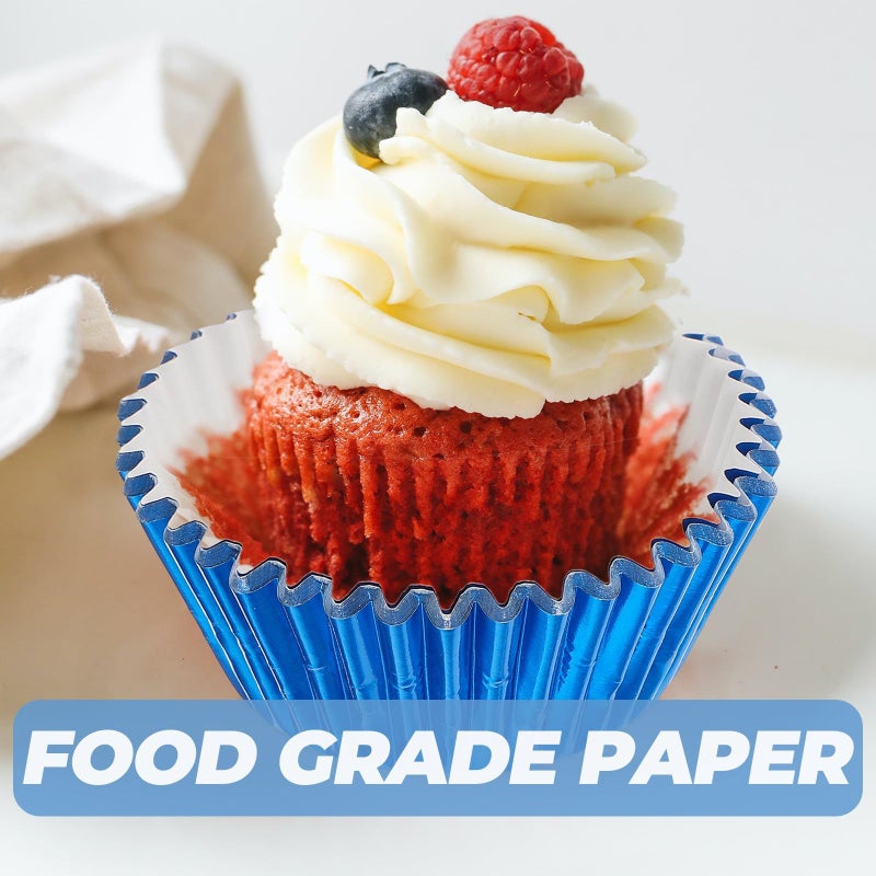 Thickened Blue Aluminum Foil Muffin Liners 100pcs Nonstick Baking Cup - Image 5