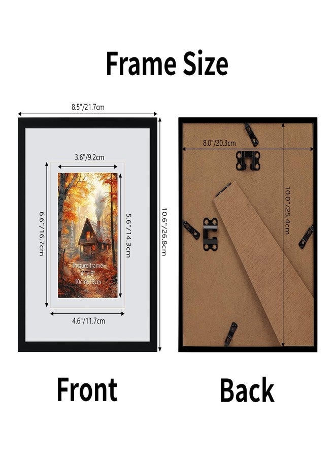 Serwrsw 8x10 Black Picture Frame with Double White Mat 4 Pack, 8 by 10 Family Wedding Frame Fits 3 Photo Sizes, with Mat for 4x6 or 5x7, without Mat for 8x10, Display on Tabletop or Wall - Image 3