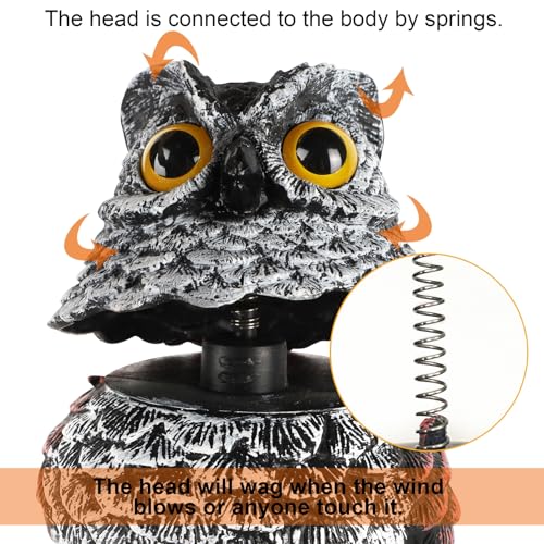 Hausse 2 Pack Fake Owl Decoy Bird Scarecrow Sculpture, 11.2 inch Wagging Head Plastic Owl Scare Birds Away, Owls Statue Nature Enemy Horned Pest Repellent for Outdoor Garden Yard - Image 4