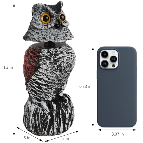 Hausse 2 Pack Fake Owl Decoy Bird Scarecrow Sculpture, 11.2 inch Wagging Head Plastic Owl Scare Birds Away, Owls Statue Nature Enemy Horned Pest Repellent for Outdoor Garden Yard - Image 2