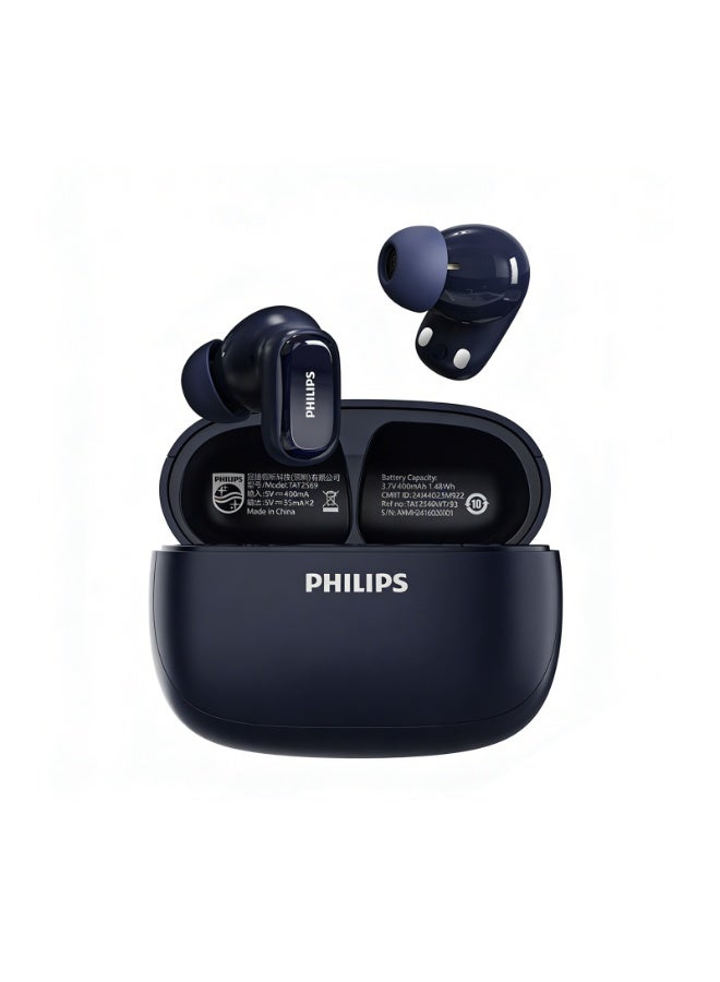 Philips TAT2569,Earphone ,True Wireless Earbuds ,IP54 Water and Dust Proof with  ANC, AI Call Noise Reduction,  Low Latency Gaming, Hi-Fi Spatial Audio Blue - Image 1