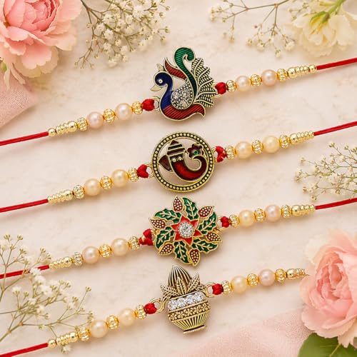 Riddhika Ventures Set of Multi Colour Family Rakhi with Roli Chawal and Greeting Card (E1G1M1P7) - Image 3