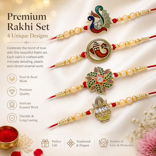Riddhika Ventures Set of Multi Colour Family Rakhi with Roli Chawal and Greeting Card (E1G1M1P7) - Image 5