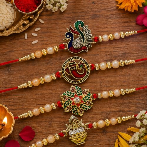 Riddhika Ventures Set of Multi Colour Family Rakhi with Roli Chawal and Greeting Card (E1G1M1P7) - Image 4