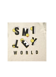 SMILEY Smiley World Cotton Long Sleeve Sweat Shirt with Printed Logo, Off-White  - Image 3