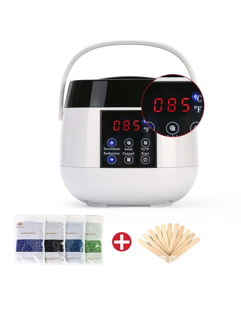 AROAQ Wax Warmer Hair Removal Kit, Painless Home Hair Removal Warmer Kit, Touch Button Smart LCD Display Wax Heater, lectric Waxing Machine With Hard Beans Kit Set, ( White suit ) - Image 1