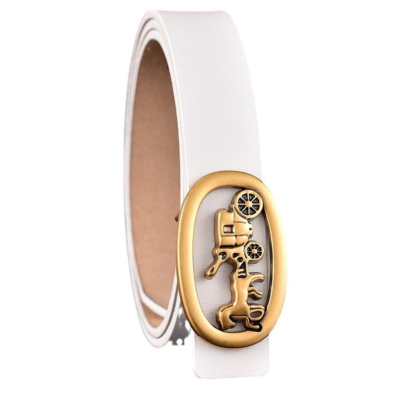 Cowhide Belt Women'S Shake Tone Marathon Belt Girls' Youth Fashion Trendy Trouser Belt Korean Internet Celebrant - Image 5