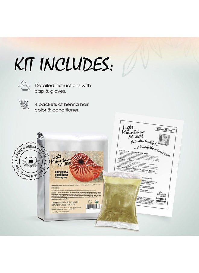 Light Mountain Light Mountain Mahogany Hair Dye - Organic, Chemical-Free, Semi-Permanent for Men/Women, with Henna Leaf Powder and Botanicals, 16 Oz  - Image 2