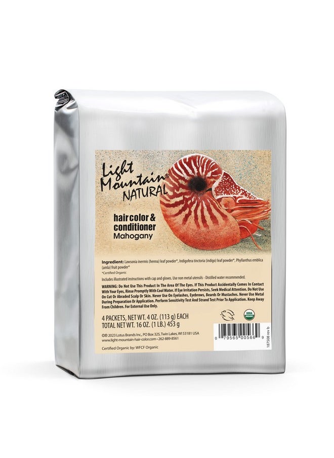 Light Mountain Light Mountain Mahogany Hair Dye - Organic, Chemical-Free, Semi-Permanent for Men/Women, with Henna Leaf Powder and Botanicals, 16 Oz  - Image 1