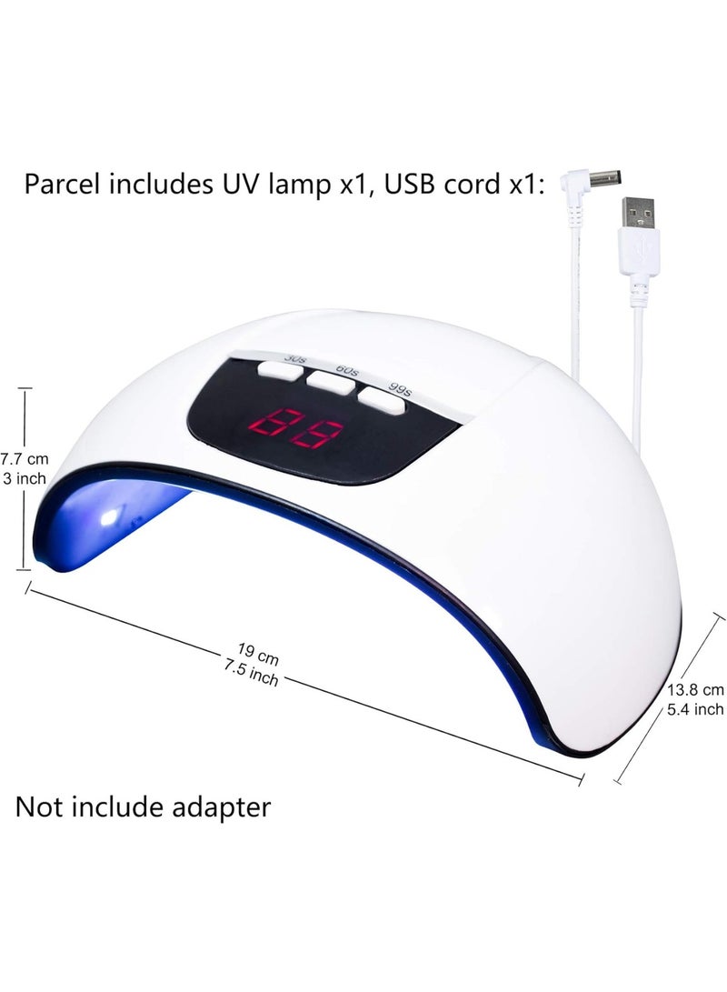 Arabest UV LED Nail Lamp for Gel Polish - Quick-Dry USB Powered Nail Dryer with 3 Timer Settings, LCD Display, Smart Auto-Sensing, Plastic, Unscented Manicure and Pedicure Tool(White) - Image 5