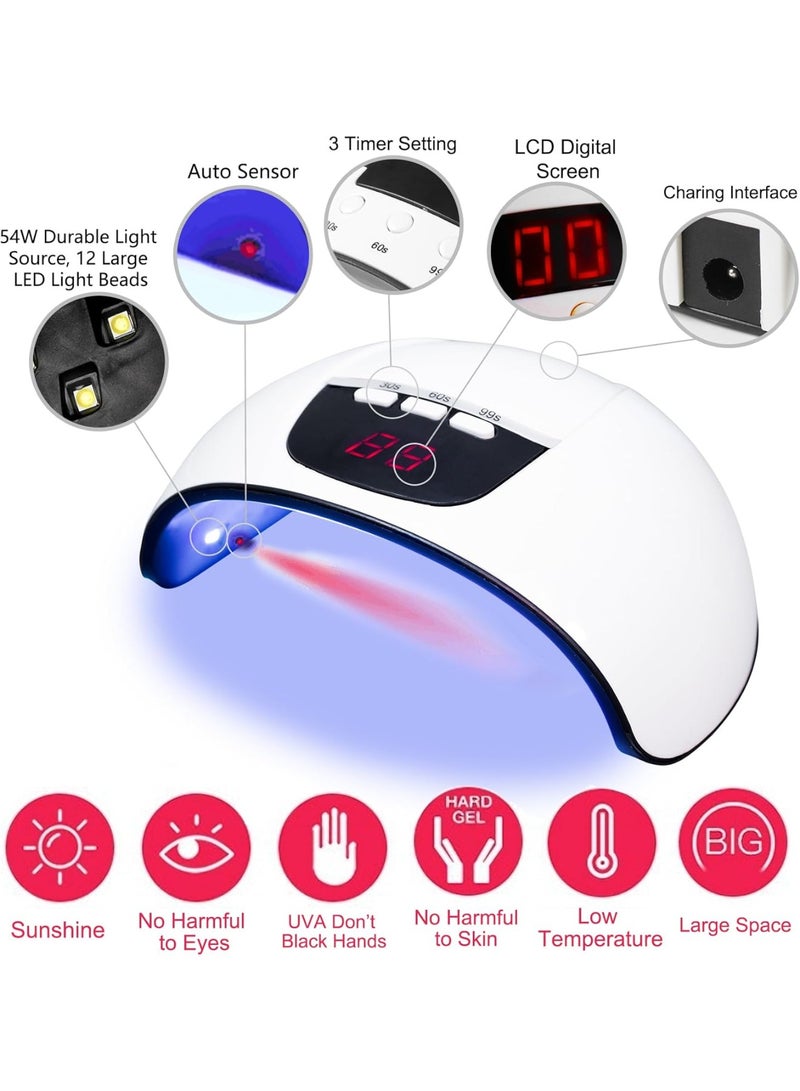 Arabest UV LED Nail Lamp for Gel Polish - Quick-Dry USB Powered Nail Dryer with 3 Timer Settings, LCD Display, Smart Auto-Sensing, Plastic, Unscented Manicure and Pedicure Tool(White) - Image 2