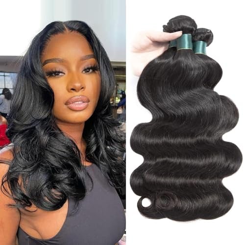 Superfect Human Hair Bundles 12 14 16 Inch Body Wave Bundles Human Hair 12A 100% Unprocessed Brazilian Virgin Hair Weave 3 Bundles Natural Black (12 14 16, Body 3Bundles) - Image 2