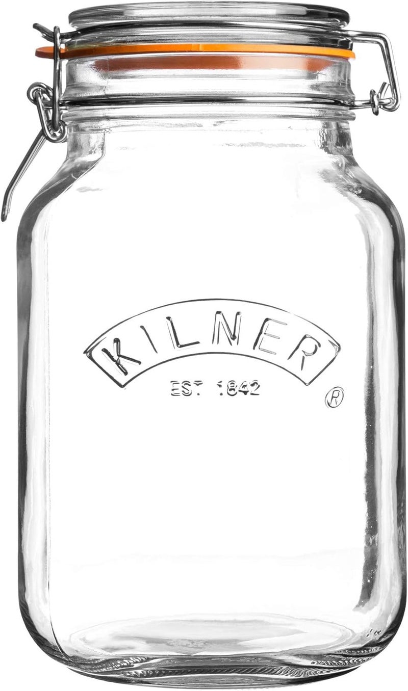 Kilner Square Glass Clip Top Preservation Storage Jar, 2 L - Image 1