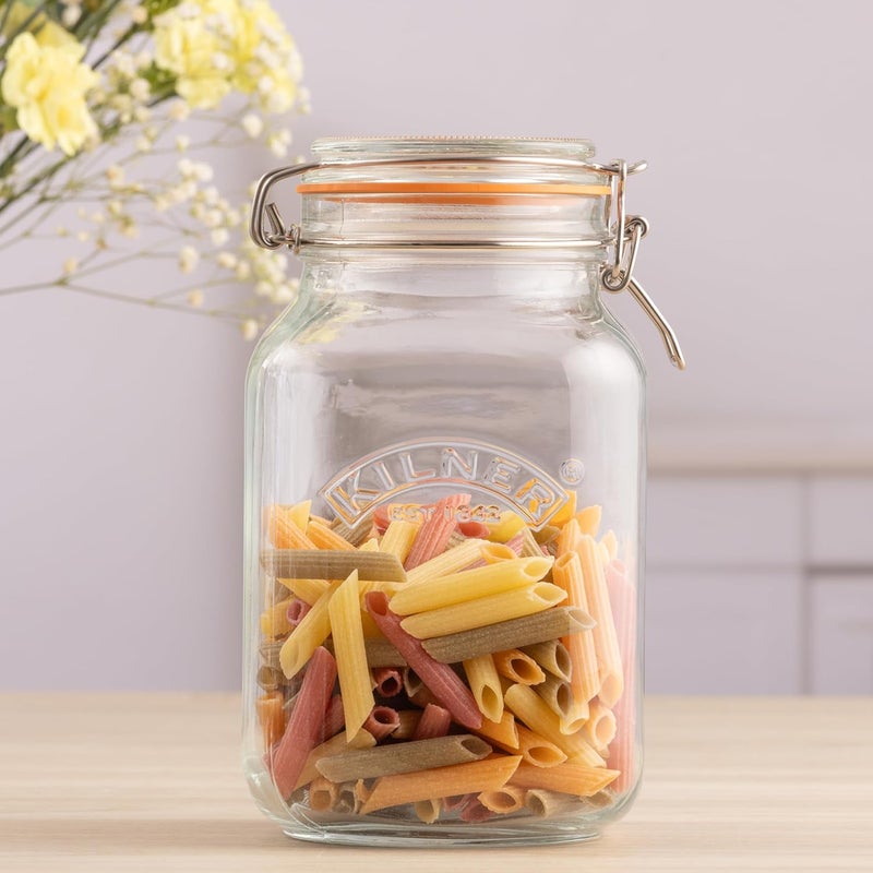 Kilner Square Glass Clip Top Preservation Storage Jar, 2 L - Image 2