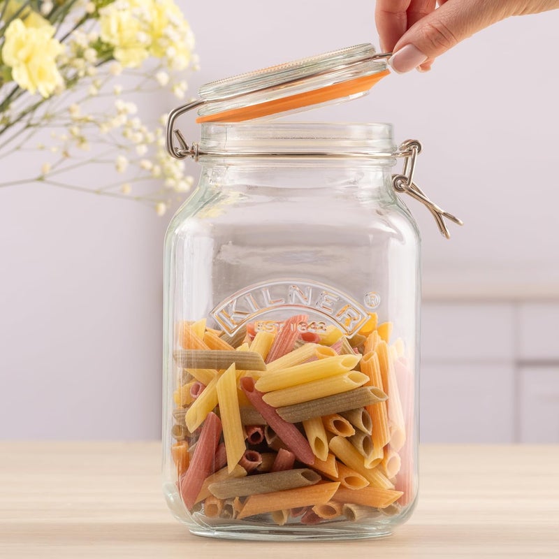 Kilner Square Glass Clip Top Preservation Storage Jar, 2 L - Image 3
