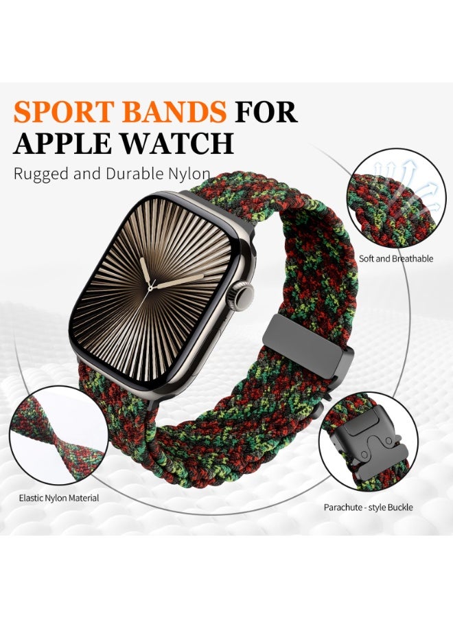 Braided Stretchy Bands for Apple Watch Band 49mm 44mm 45mm 42mm 46mm Men Women,Parachute Buckle Elastic Woven Nylon Wristband Sport Solo Loop Strap for iWatch Series 11 10 9 8 7 6 5 4 3 SE3/2/10 - Image 3