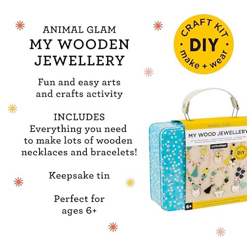 Petit Collage Animal Glam Wood Jewelry Set Craft Kit– Activity Set to Make Charm Bracelets and Necklaces for Women – Creative Toys for Ages 6+ – Ideal Crafts for Kids - Image 3