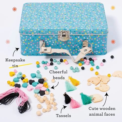 Petit Collage Animal Glam Wood Jewelry Set Craft Kit– Activity Set to Make Charm Bracelets and Necklaces for Women – Creative Toys for Ages 6+ – Ideal Crafts for Kids - Image 4