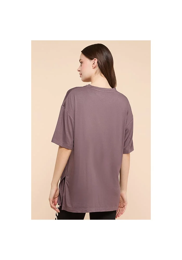 R&b  Solid Oversized Active T-Shirts with Crew Neck and Short Sleeves for Women | Best Price UAE