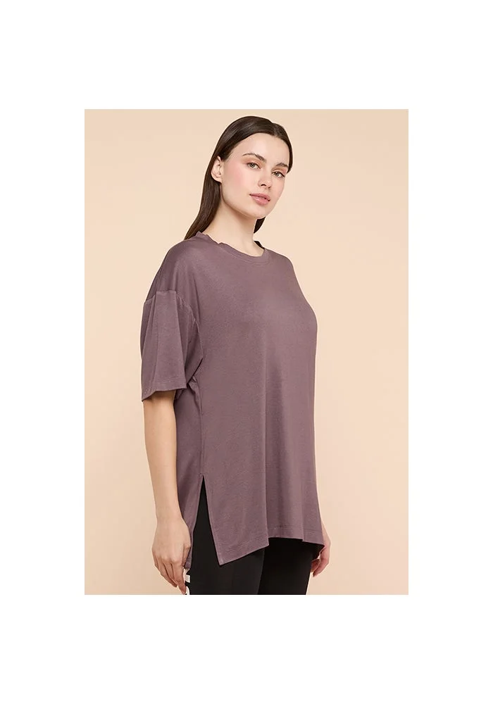 R&b  Solid Oversized Active T-Shirts with Crew Neck and Short Sleeves for Women | Best Price UAE
