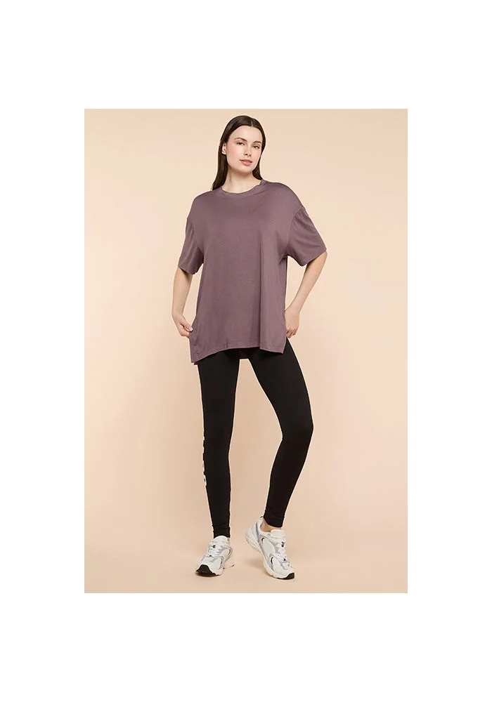 R&b  Solid Oversized Active T-Shirts with Crew Neck and Short Sleeves for Women | Best Price UAE