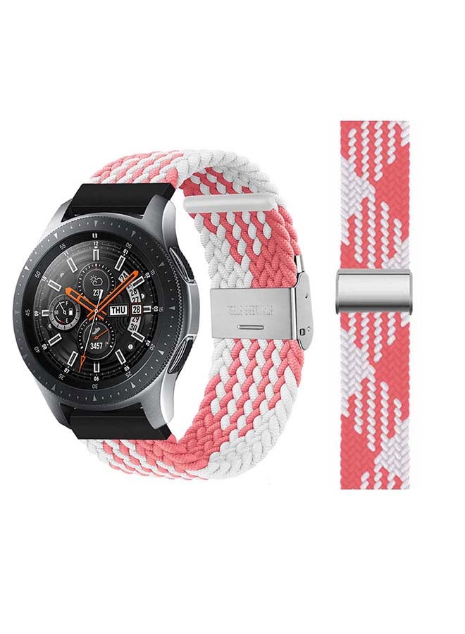 بيرفيي Adjustable Braided Solo Loop Band for Samsung Galaxy Watch3 45mm Pink/White - Image 1
